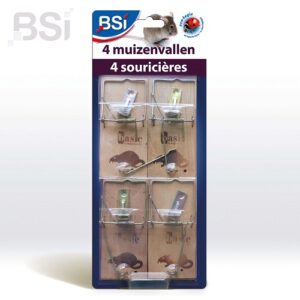 Muizenvallen hout BSI, 4st